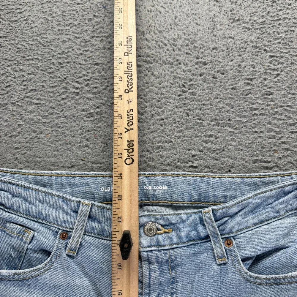 Old Navy OG Jeans Womens 16 Blue Cotton Denim Straight Loose Distressed Stretch